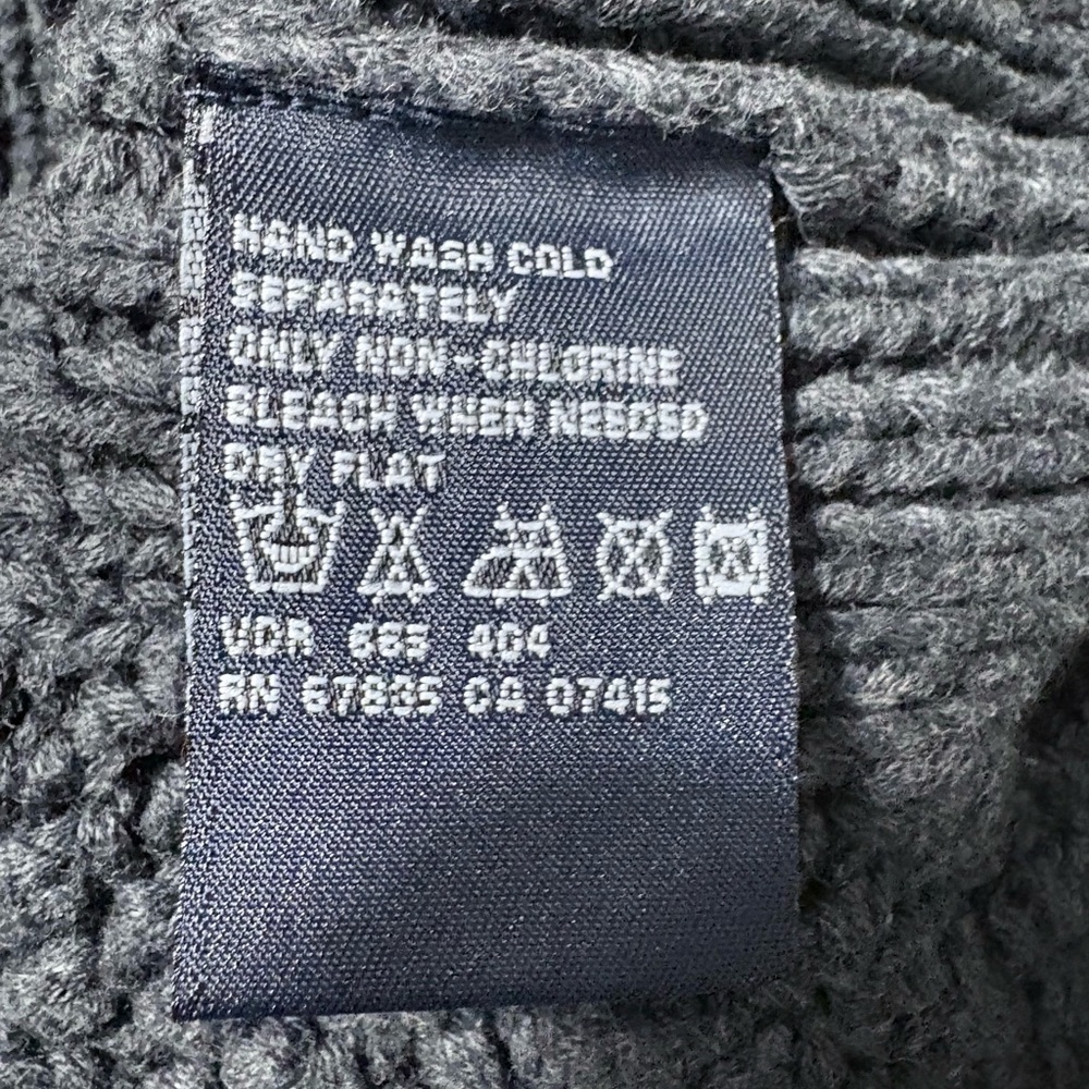 Vintage Hand Knit Men’s Heavyweight Nautica Charcoal Gray/Cream Cableknit Sweate - Picture 8 of 12